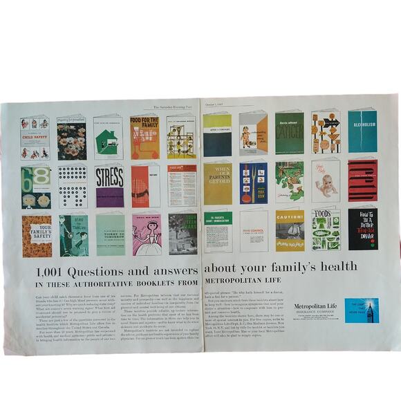 1961 Met Metropolitan Life Ins "1001 Questions Answers" 2pg 21x13 Vtg PRINT AD - Picture 13 of 13